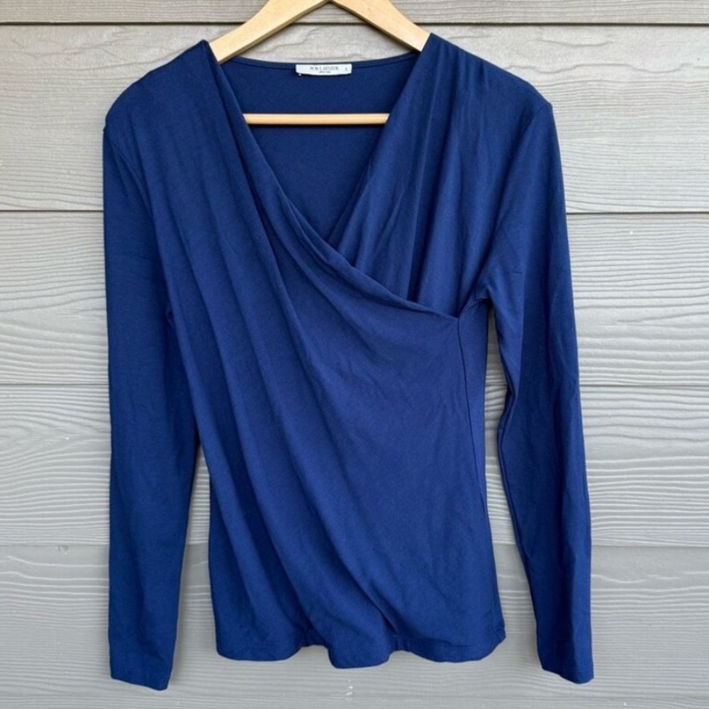 M.M. LaFleur soho Blue faux wrap Top